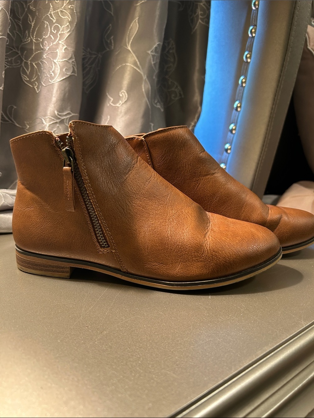 Cat & Jack Brown Leather-Look Ankle Booties